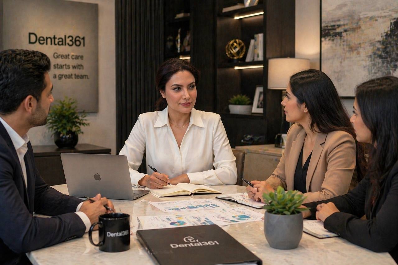 Behnoosh Basafa presenting performance insights to a dental practice team